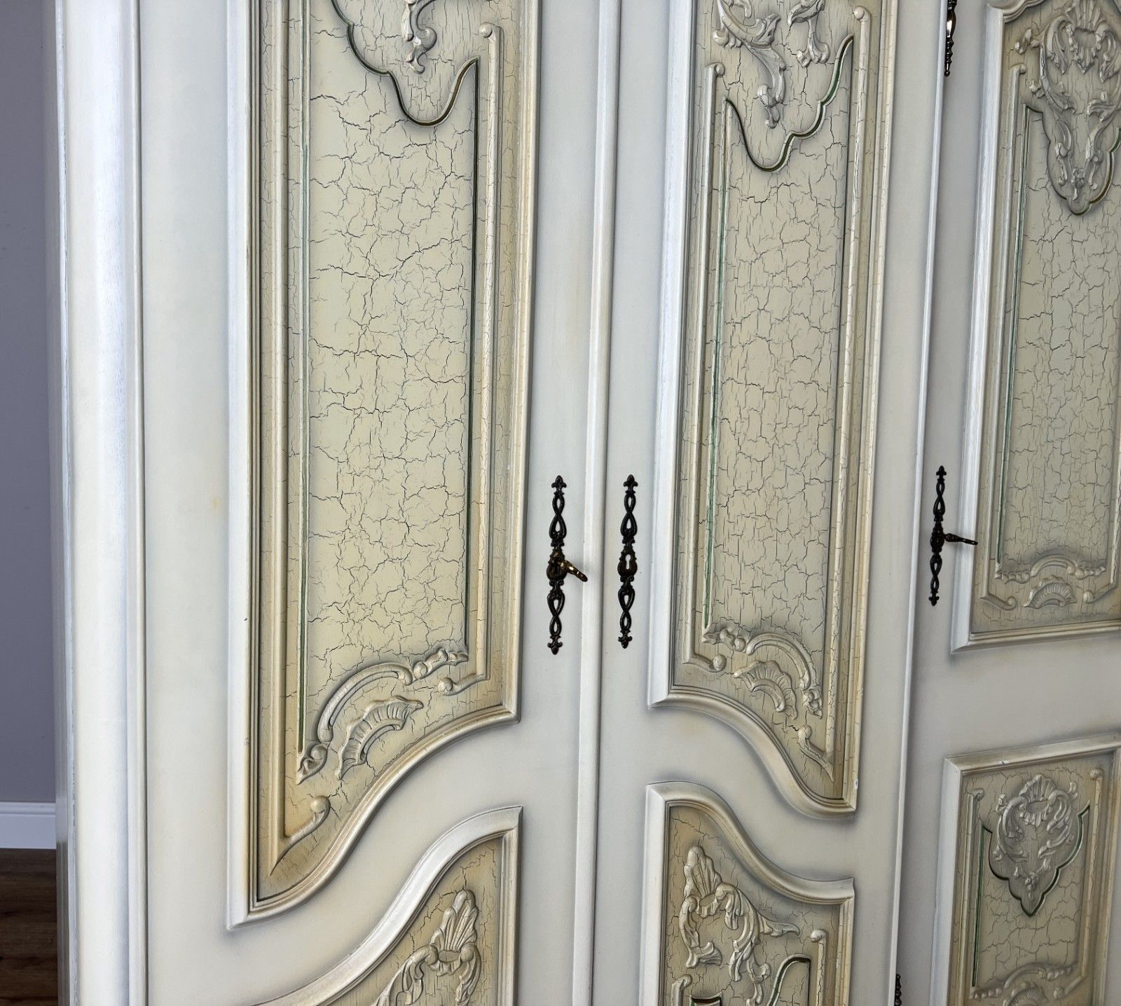 Wardrobe Vintage French Shabby Chic Five Door Carved Armoire Cabinet Lot 6121 photo 999.0