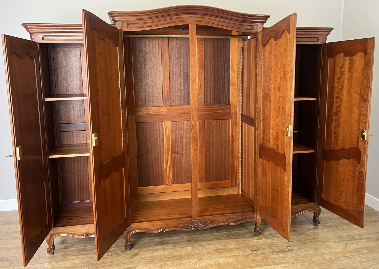Furniture Wardrobe Vintage French Louis XVI Style Four Door Carved Armoire Lot 6115 photo