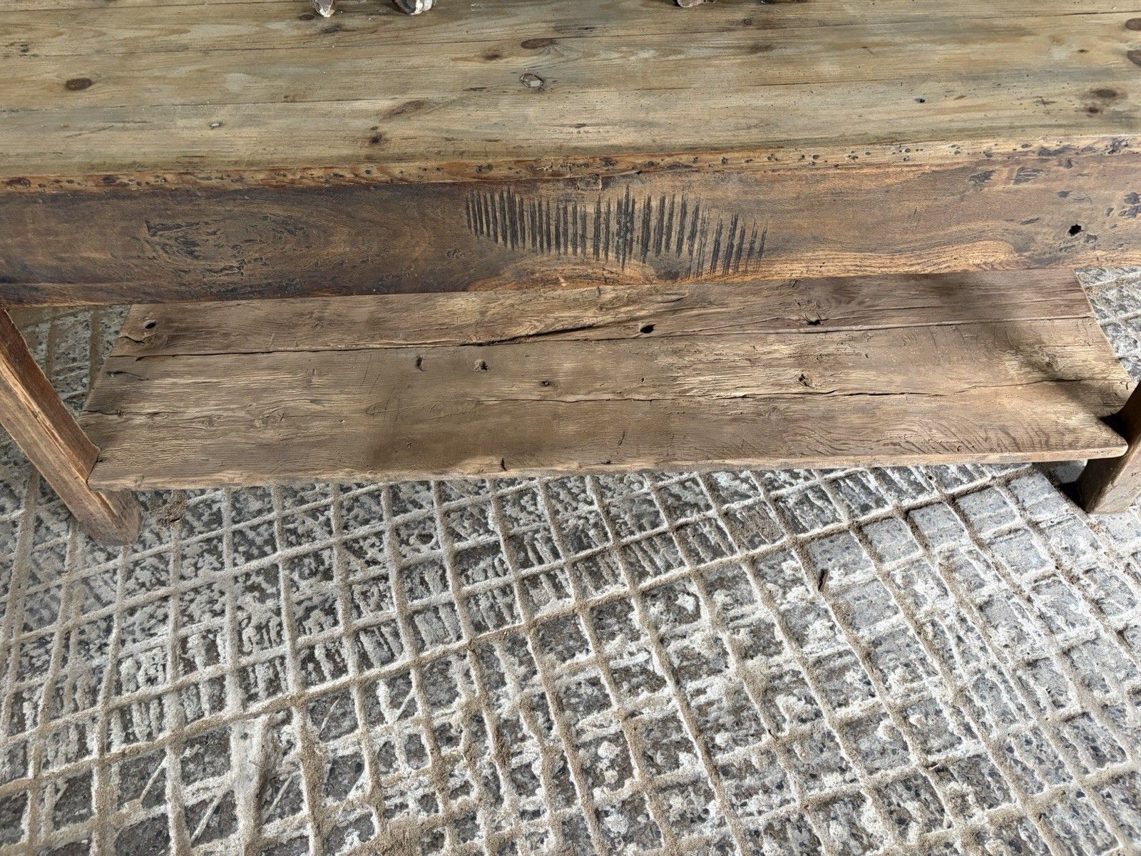 photo buy Antique French Farmhouse Kitchen Island Table — Pine & Oak, Two Drawers, 192cm