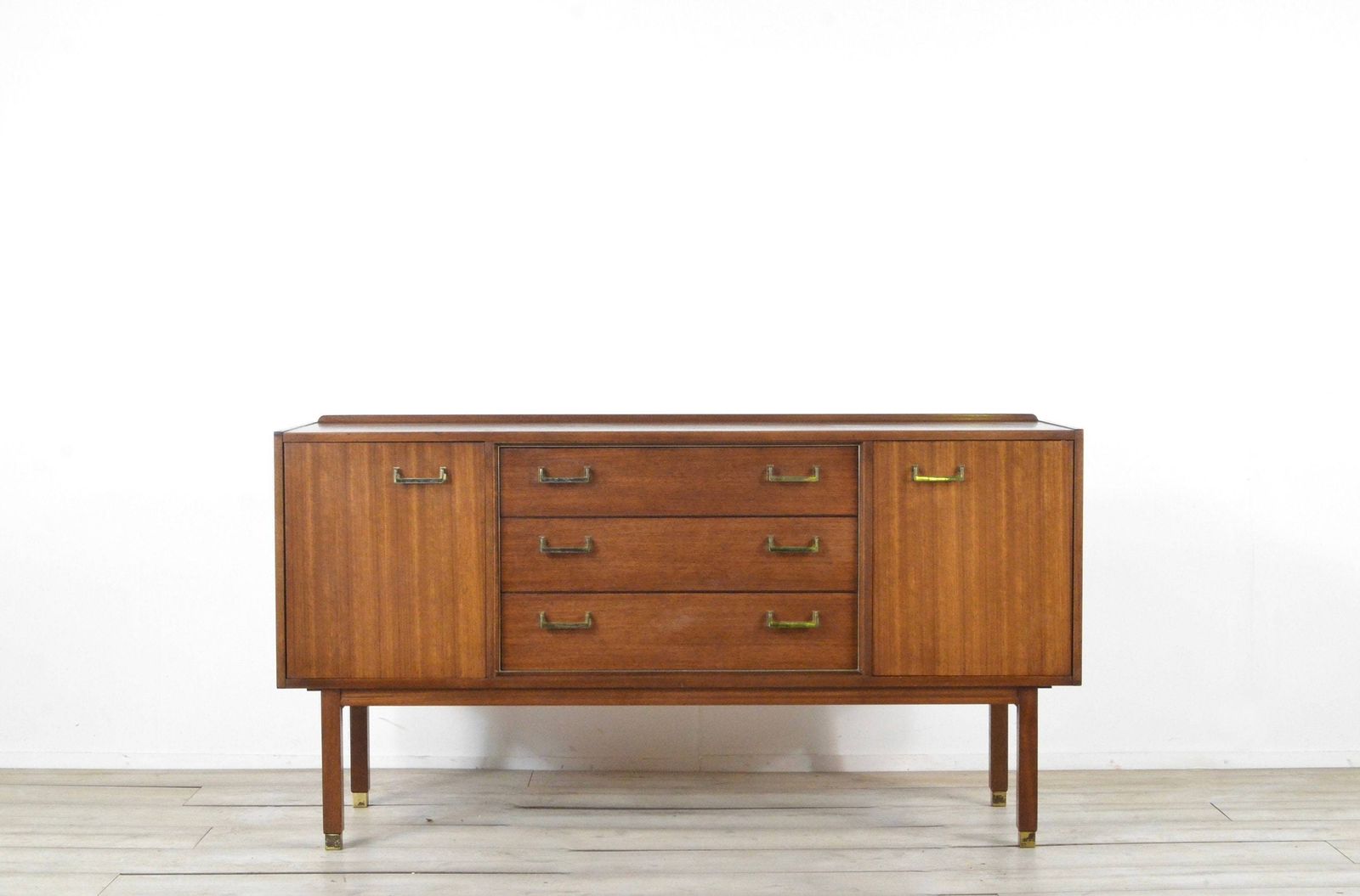 Midcentury G Plan 'E Gomme' Sideboard In Walnut And Brass. Vintage Modern / Mid Century / Danish Style