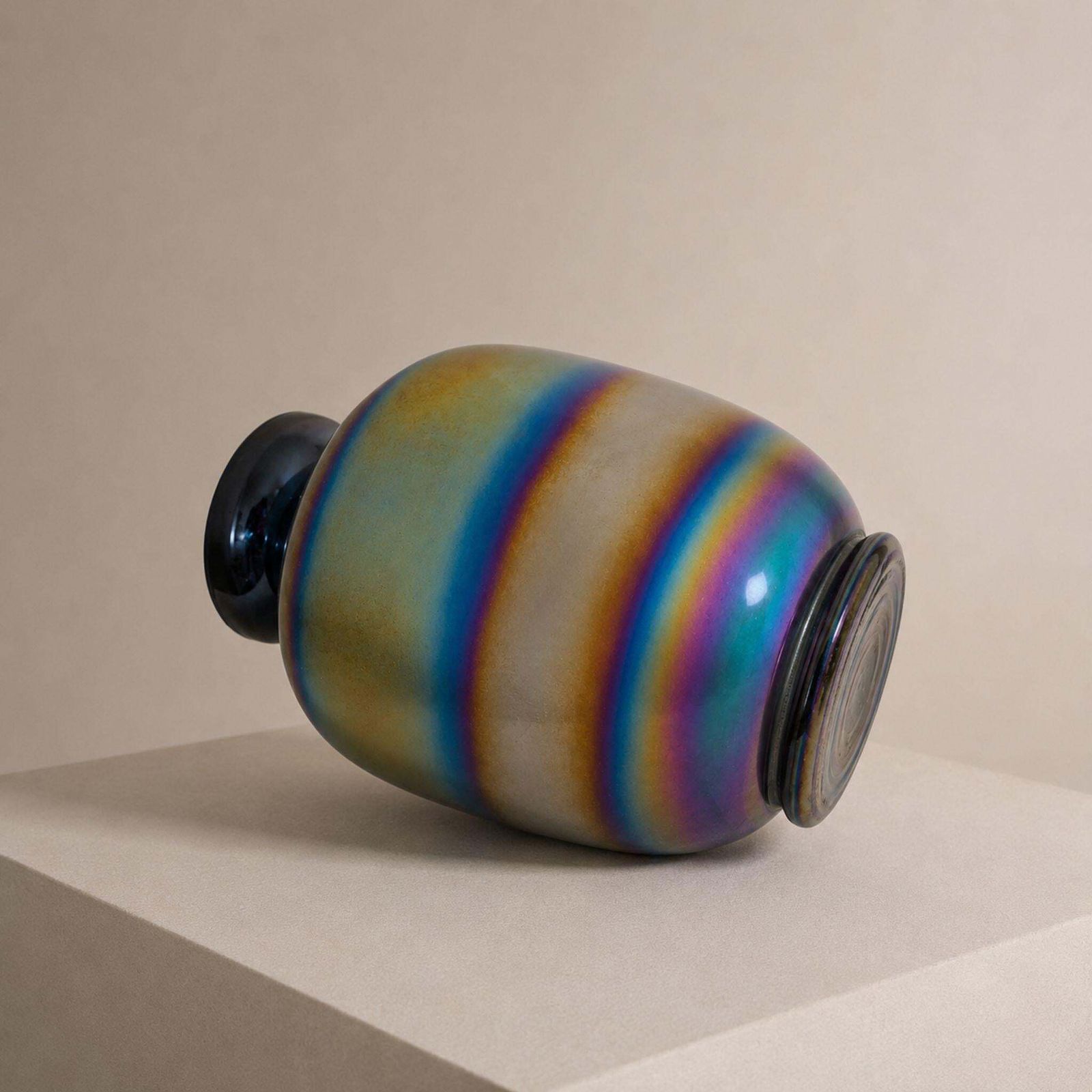Italian In Style Of Venini Vase Murano Glass Holographic Iridescent, 1970s photo vinterior