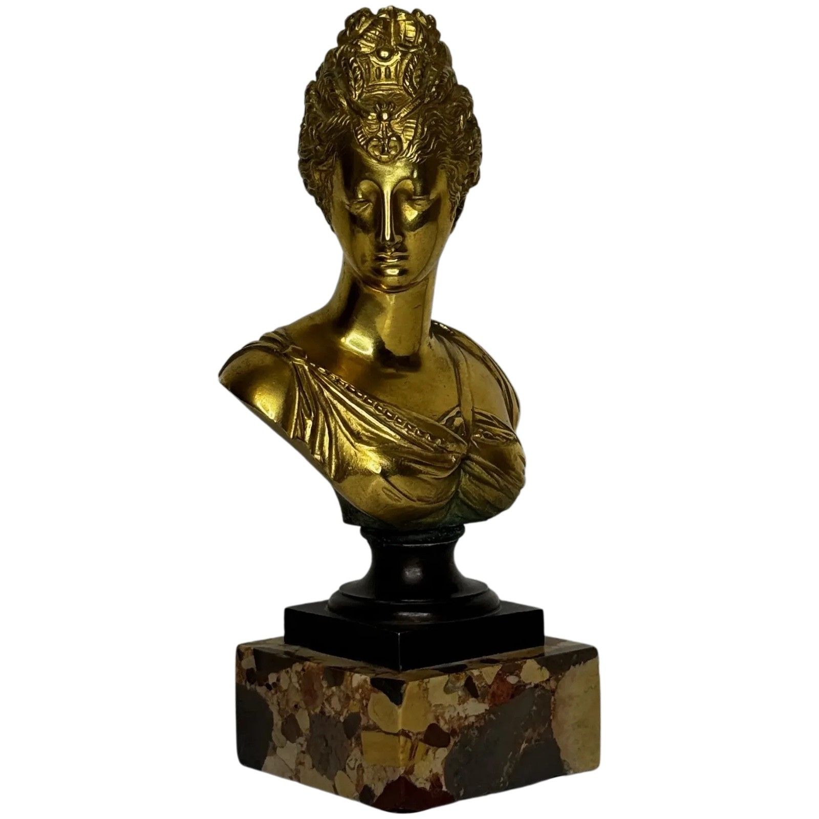 19th Century Parisian Bronze Bust Sculpture Of Marie Antoinette In The Manner Of Mathurin Moreau
