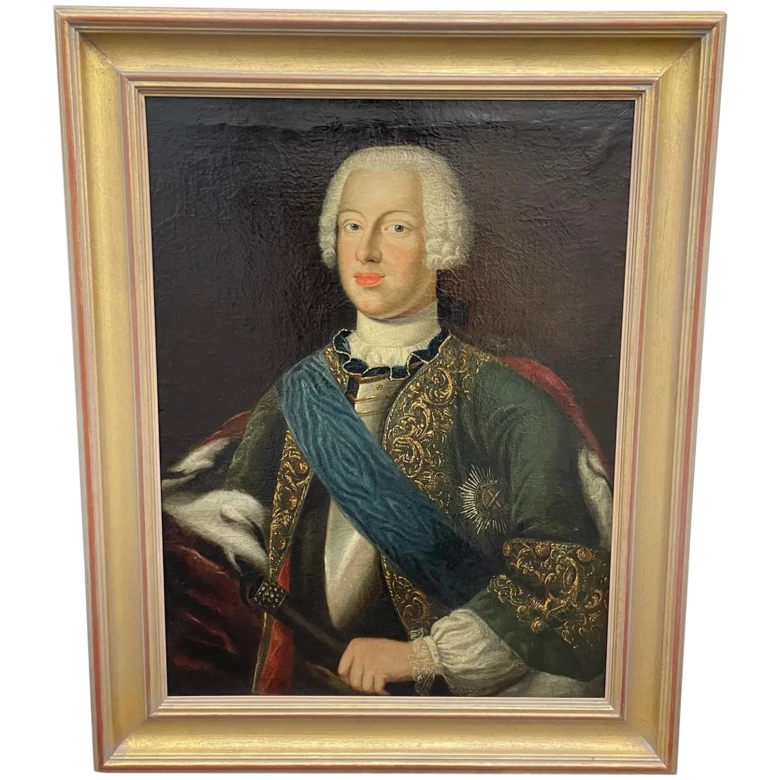 18e-eeuws olieverfportret hertog Anthony Ulrich Brunswick Lüneburg sjerp insigne Keizerlijke Orde van Sint-Andreas