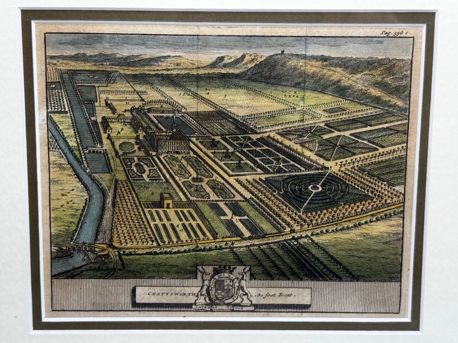 Chatsworth House, Derbyshire, 18e-eeuwse kopergravure naar Leonard Knyff photo furniture
