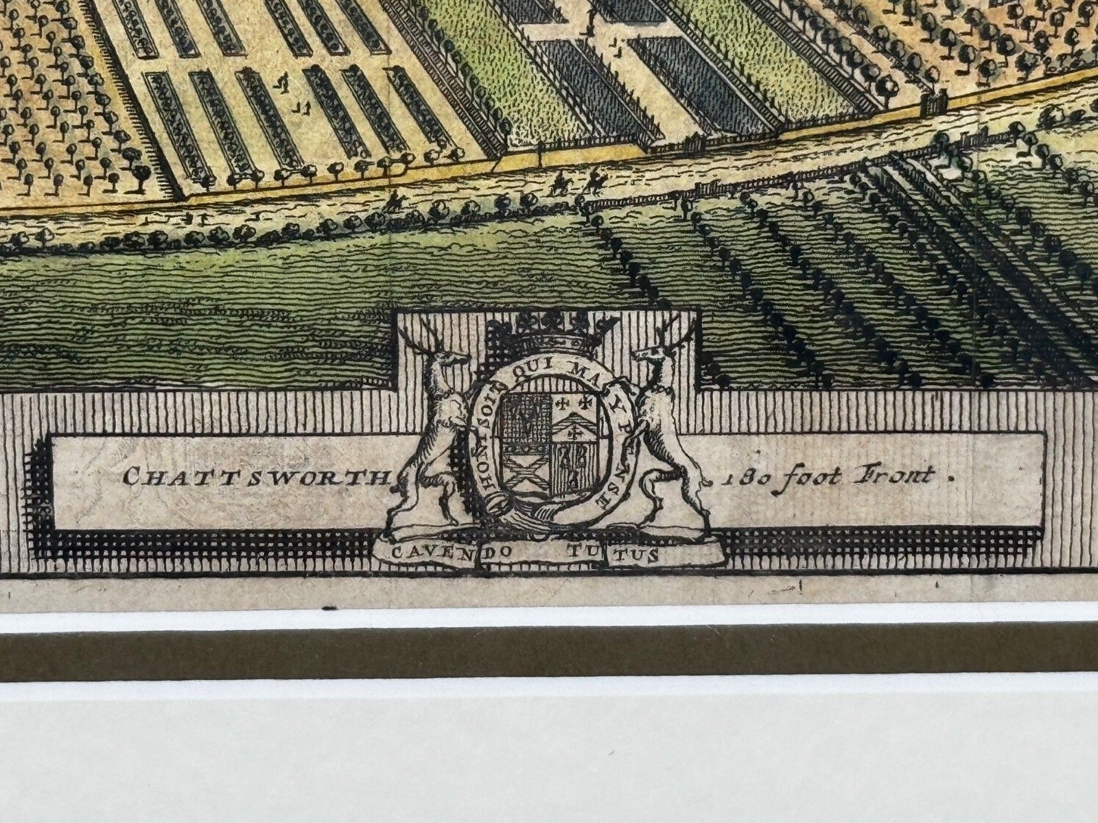 Chatsworth House, Derbyshire, 18e-eeuwse kopergravure naar Leonard Knyff photo vinterior