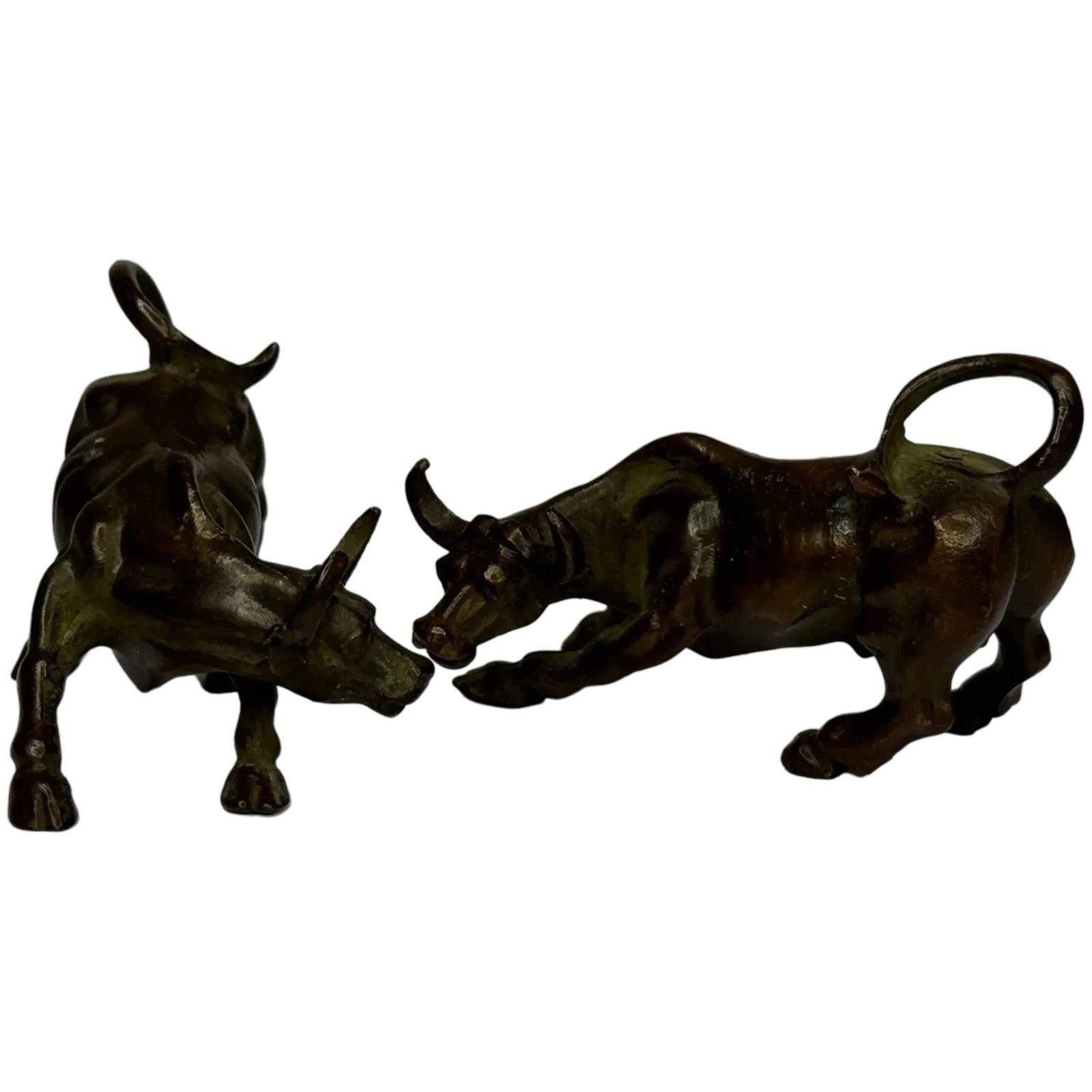 Miniature Set Chinese Qing Dynasty Bronze Water Buffalo Sculptures 19th Century