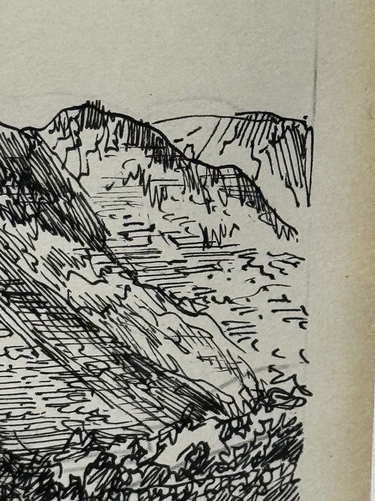 photo buy Mid Century Pen Ink Drawing Low Fell From Lanthwaite Hill Lake District Signed By Alfred Wainwright