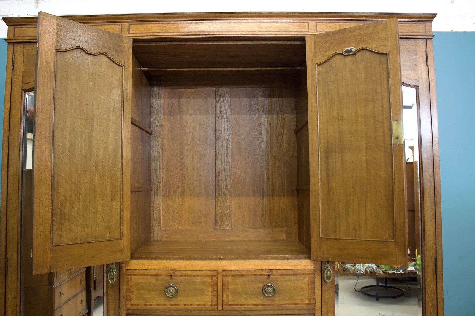 Antique Edwardian Mahogany And Satinwood Wardrobe, 1910s #1777 photo vinterior