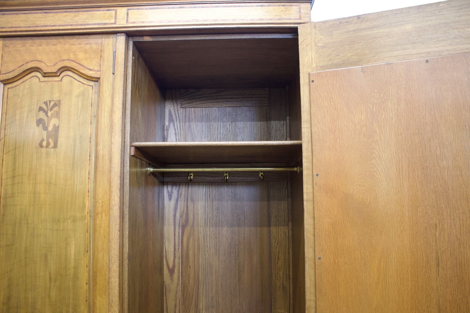 photo for sale Antique Edwardian Mahogany And Satinwood Wardrobe, 1910s #1777