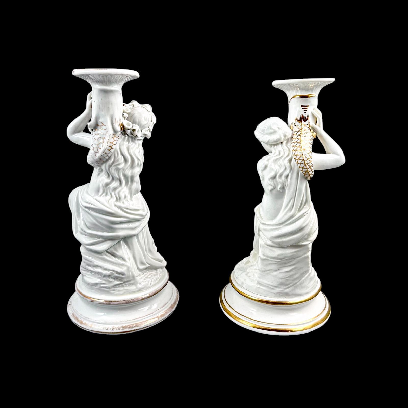 Paar Victoriaanse porseleinen figuratieve kandelaars, mogelijk Sutherland & Sons, Staffordshire photo for sale