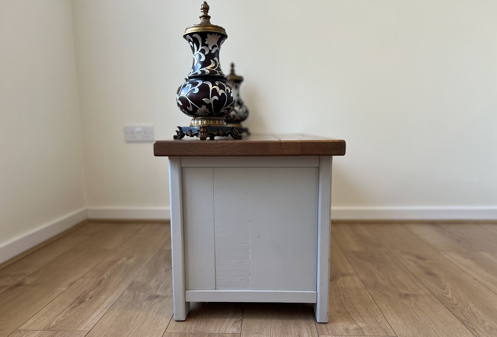 Next Hartford Tv Unit Living Room Solid Oak & Light Grey Tv Stand Rrp £450!!! photo vintage