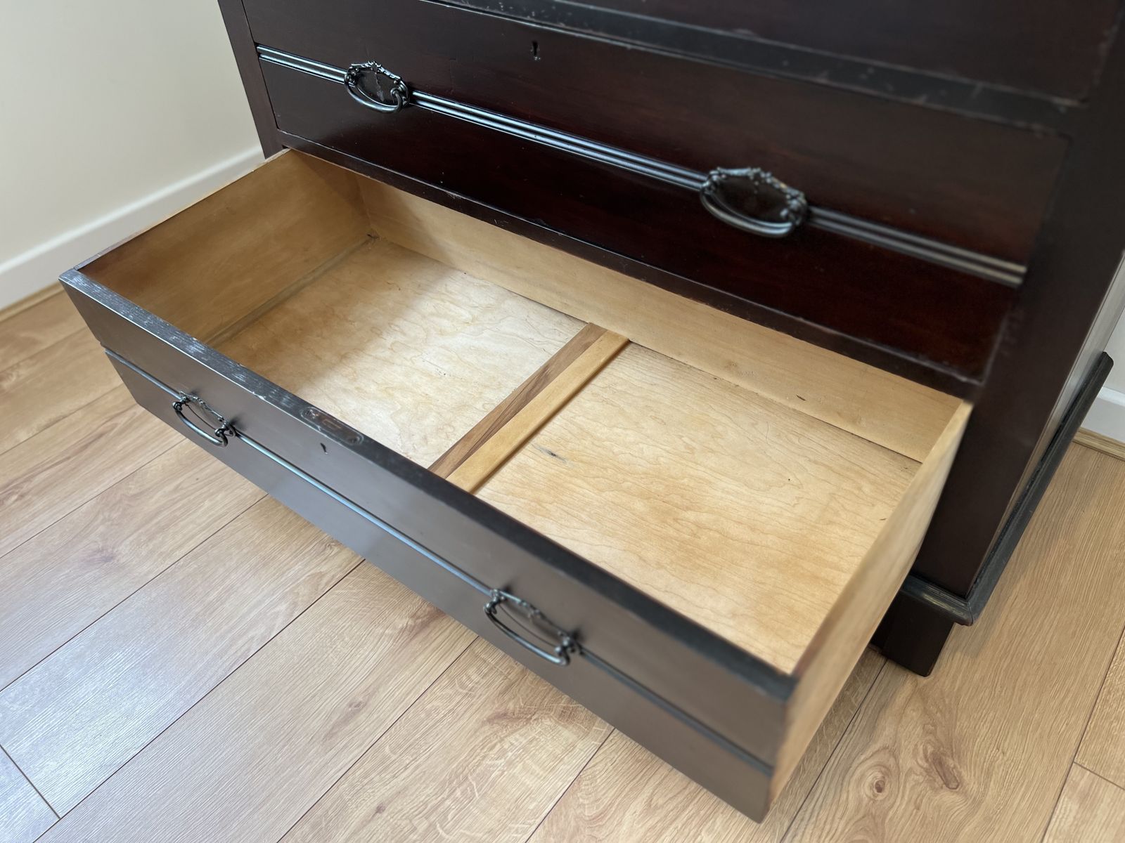 Antique Mahogany Chest Of Drawers 1900 1920 Original Brass Handles photo Furniture