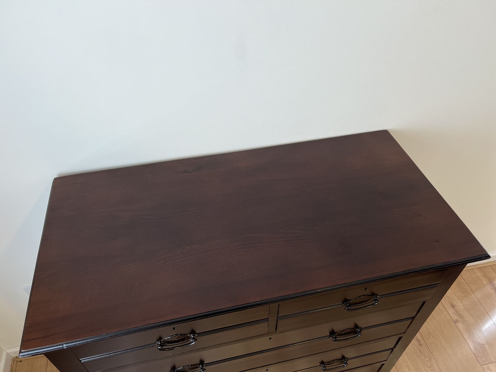 Antique Mahogany Chest Of Drawers 1900 1920 Original Brass Handles photo vinterior