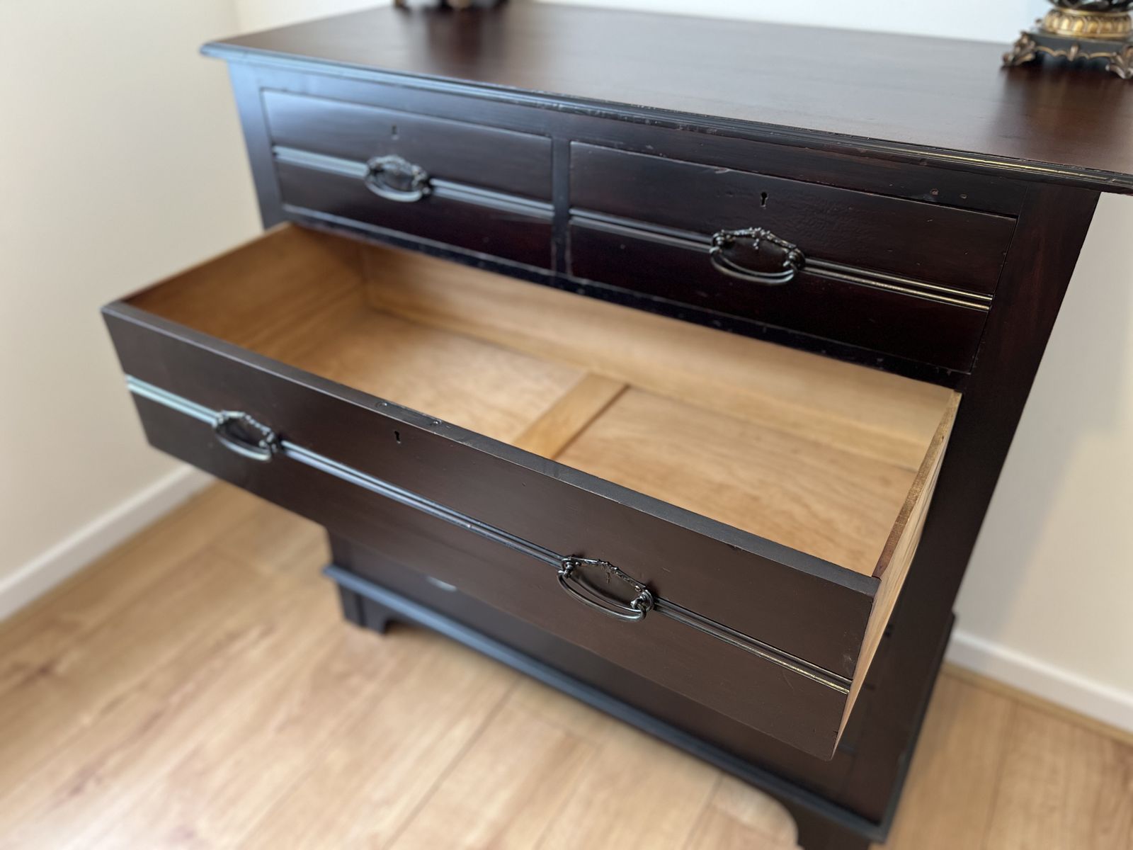 Antique Mahogany Chest Of Drawers 1900 1920 Original Brass Handles photo furniture