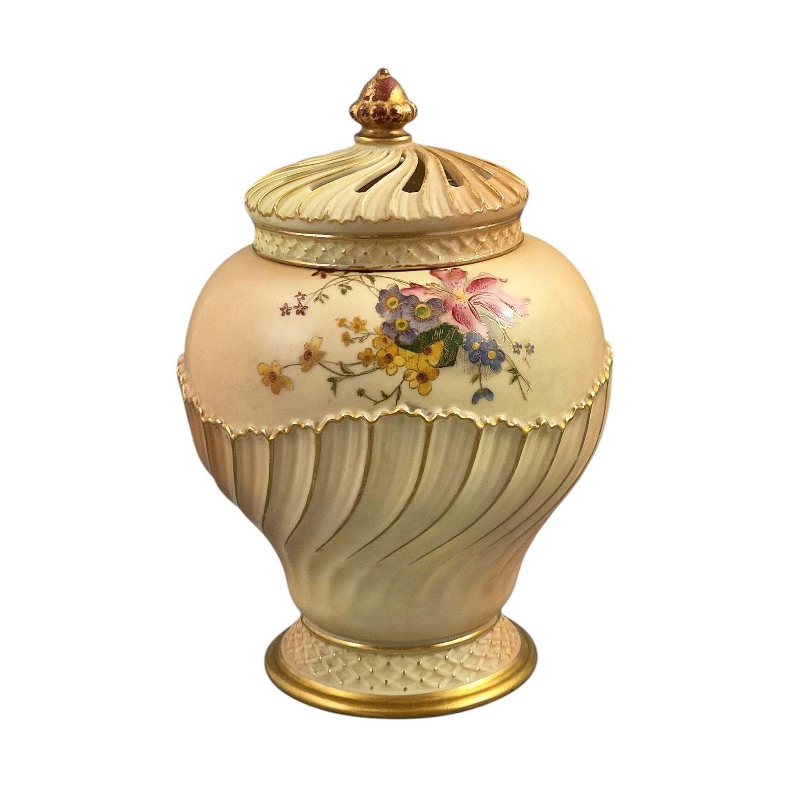 Royal Worcester Blush Ivory Pot Pourri Jar And Cover, England, 1903 photo Home Decor