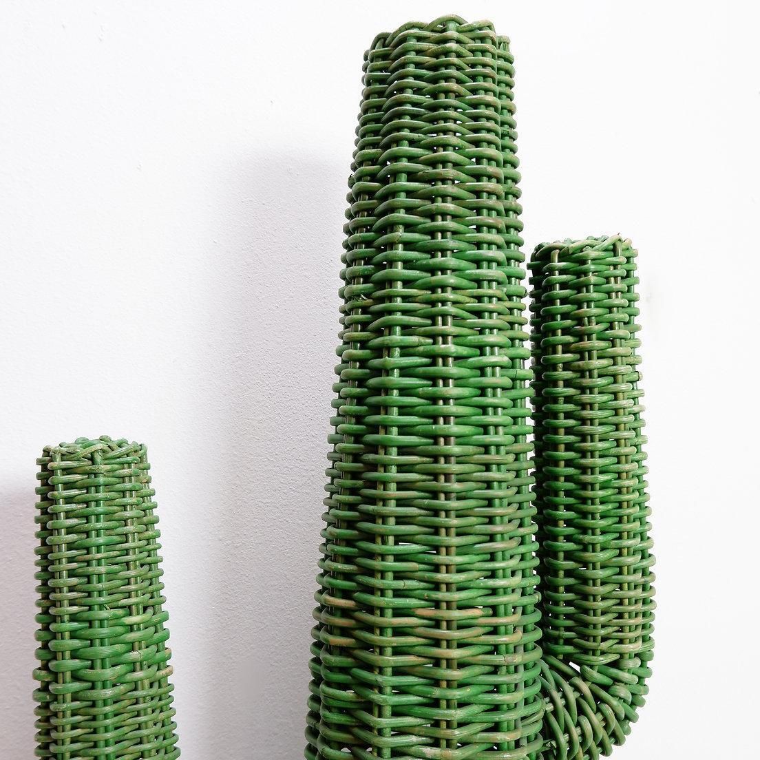 photo furniture Hand Woven Rattan Saguaro Cactus Sculpture 1970s