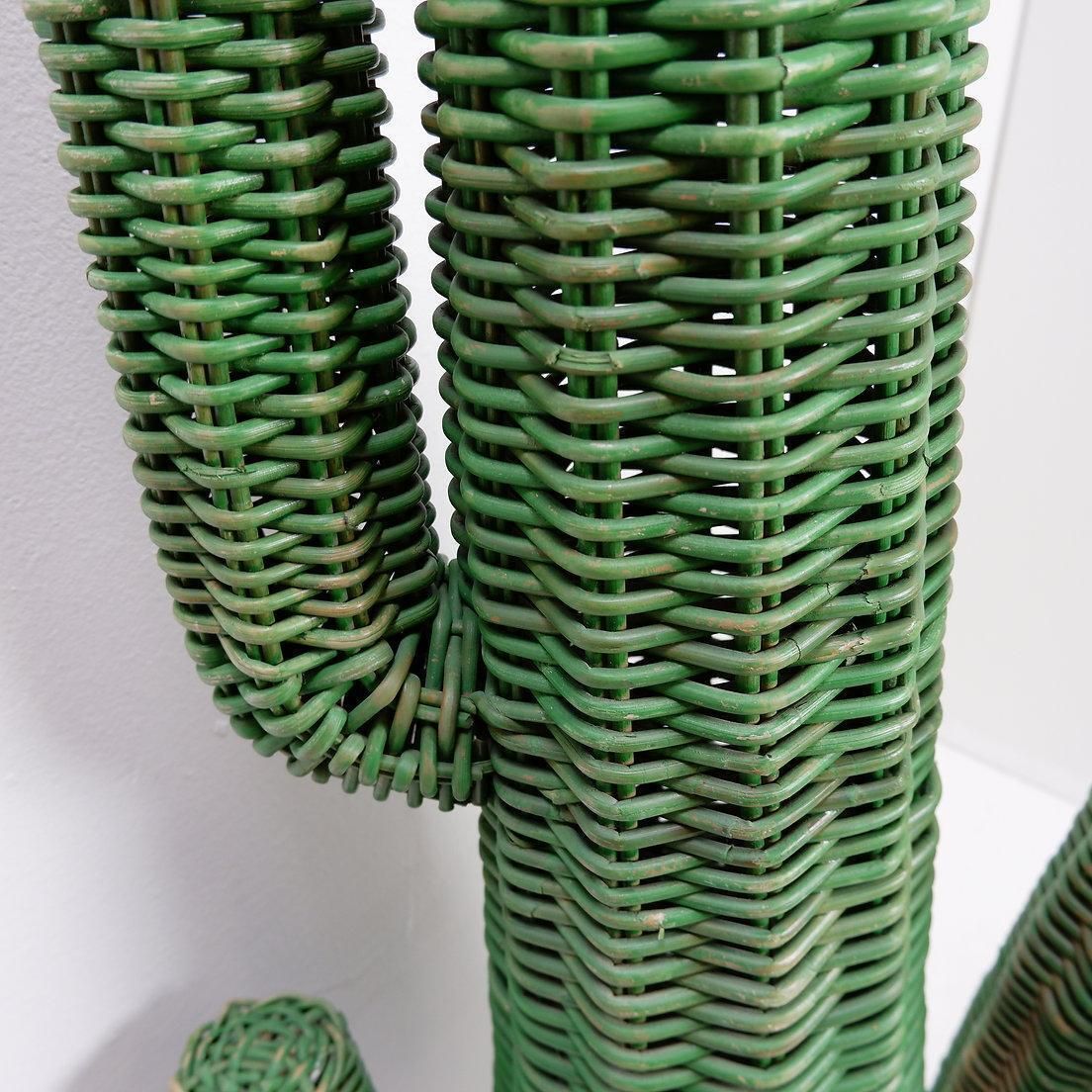 photo for sale Hand Woven Rattan Saguaro Cactus Sculpture 1970s