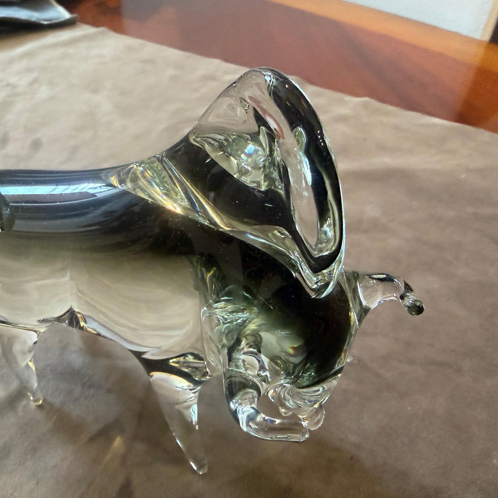 1980s Modern Gray And Black Murano Glass Bull By Vincenzo Nason photo vinterior