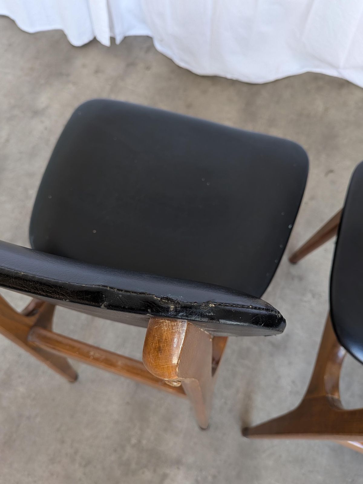 photo buy Vintage Stol Kamnik Dining Chair: Black Leather, Mid Century Modern