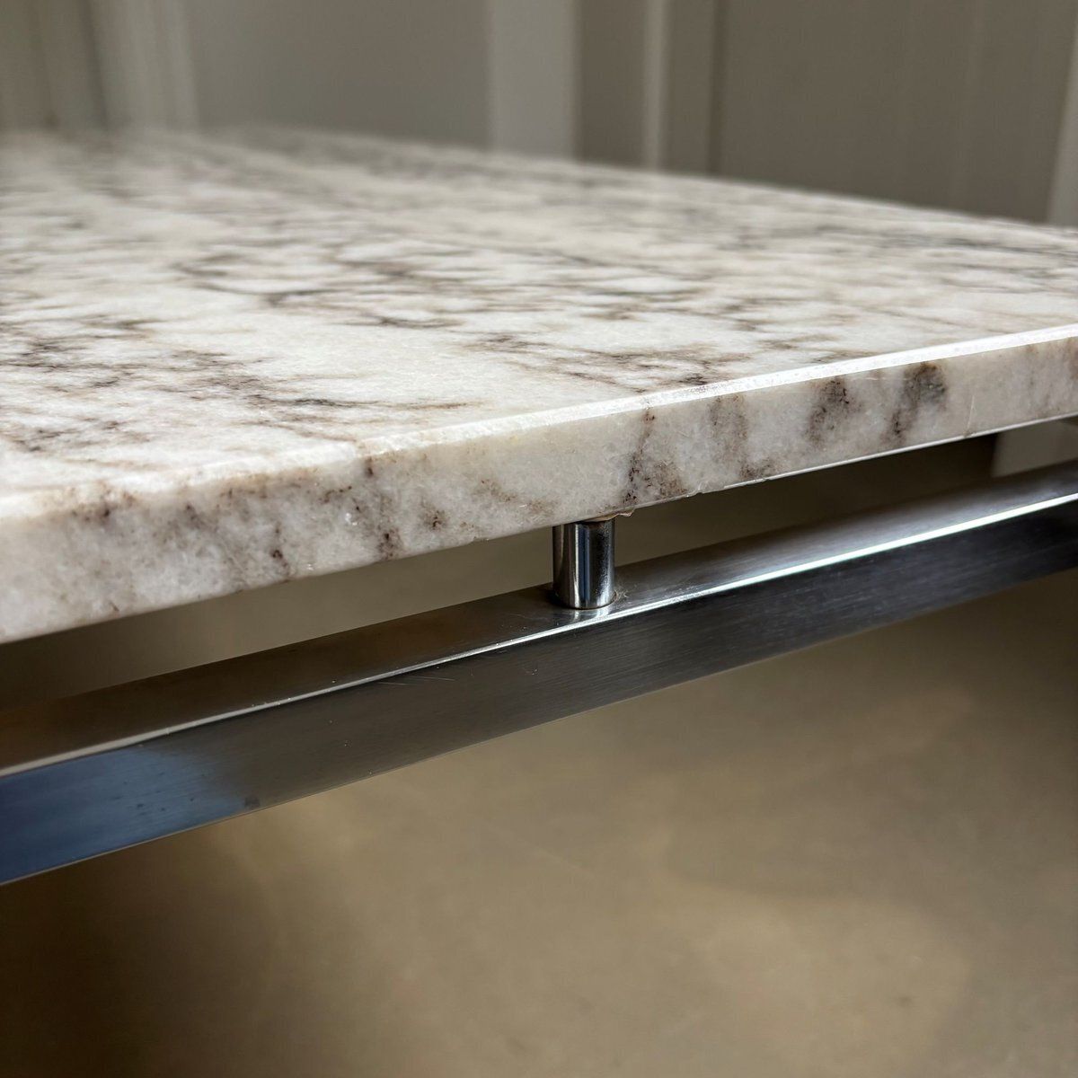 photo for sale Vintage Coffee Table With Marble Top By Gerard Van Den Berg For T Spectrum, 1960s
