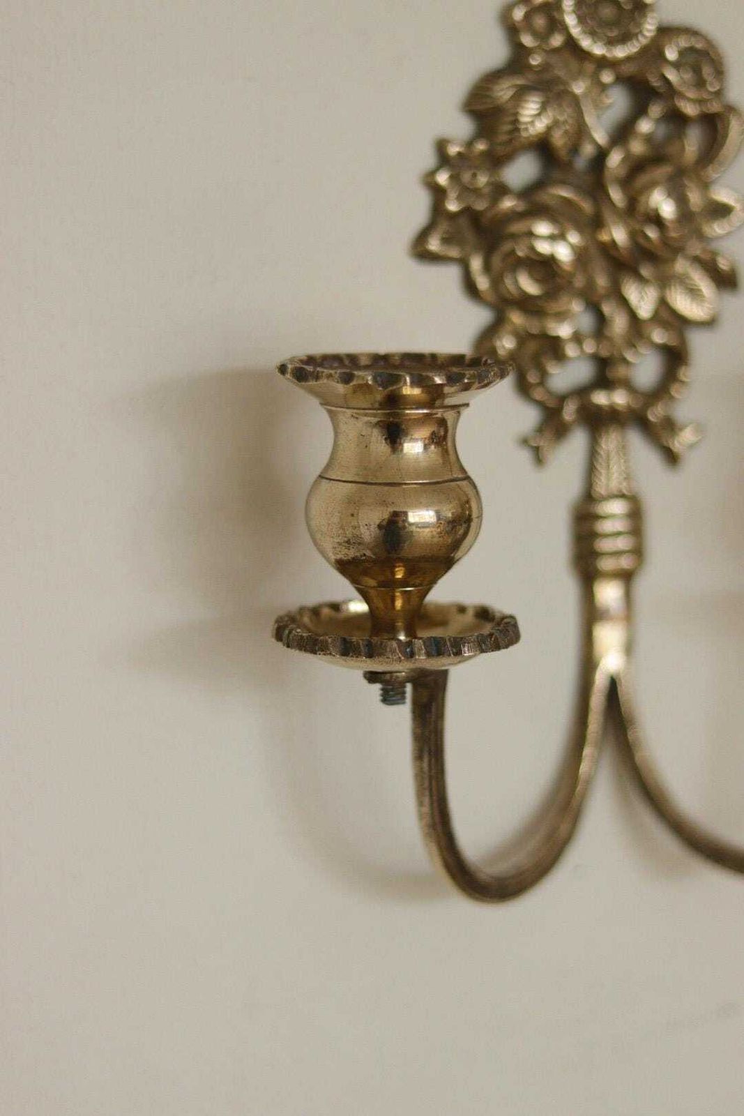 Pair Of Antique Swedish  Brass Sconces photo for sale