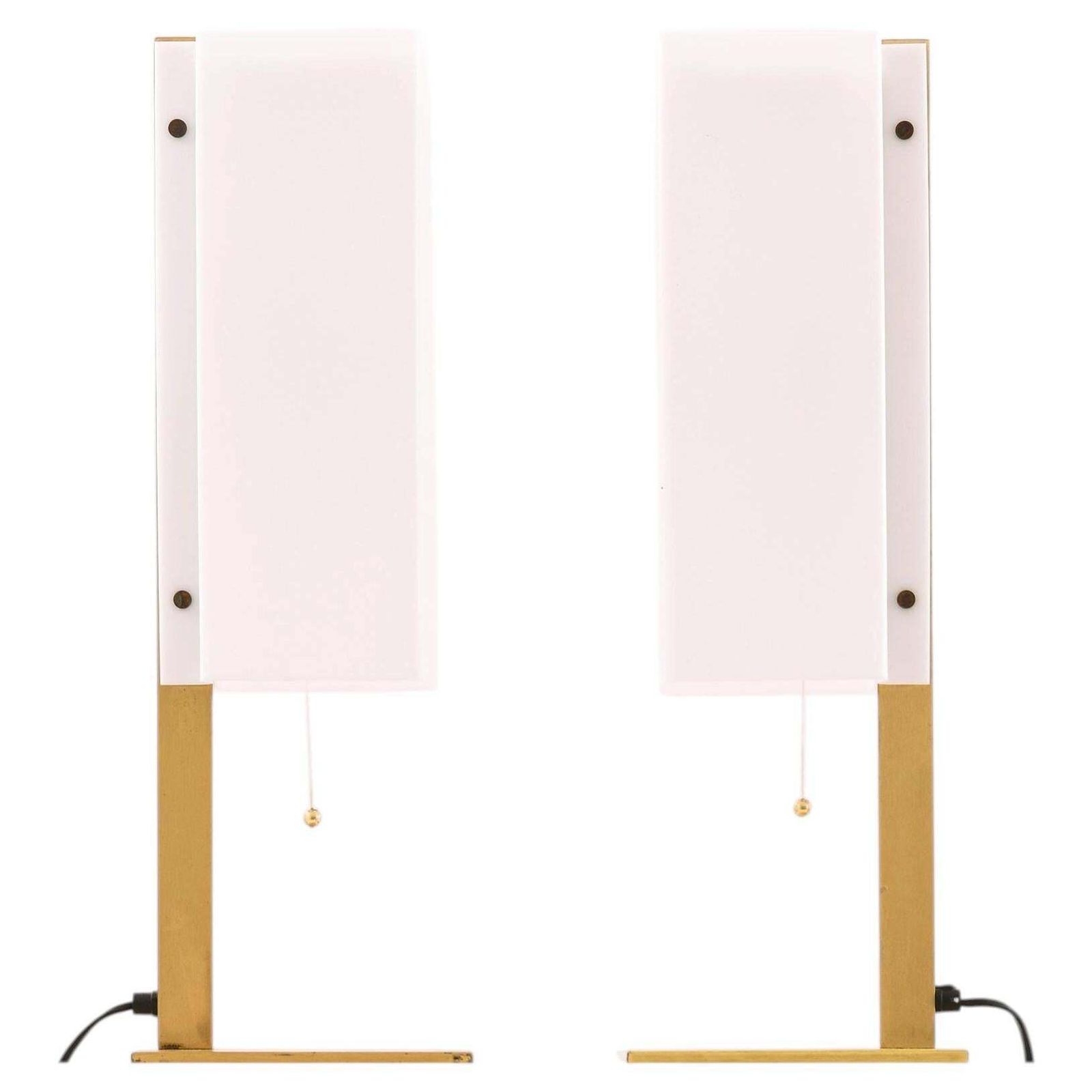 Pair Of Table Lamps In Brass And Plastic By Lars Gunnar Nordström, 1960s