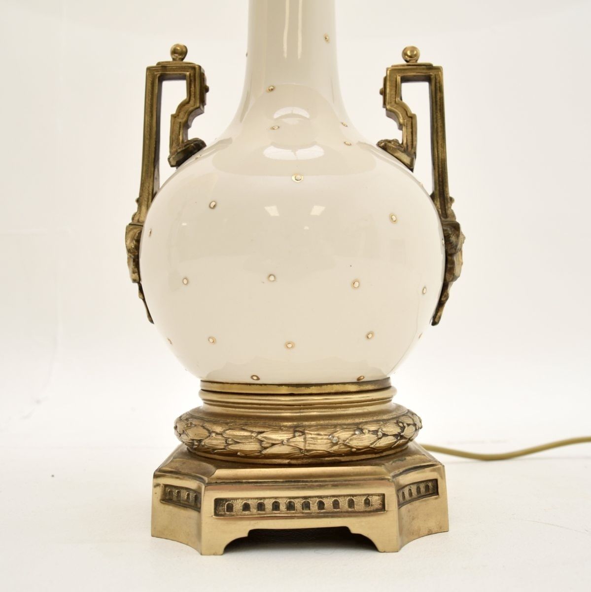 Pair Of Antique French Ceramic And Gilt Metal Table Lamps photo vinterior
