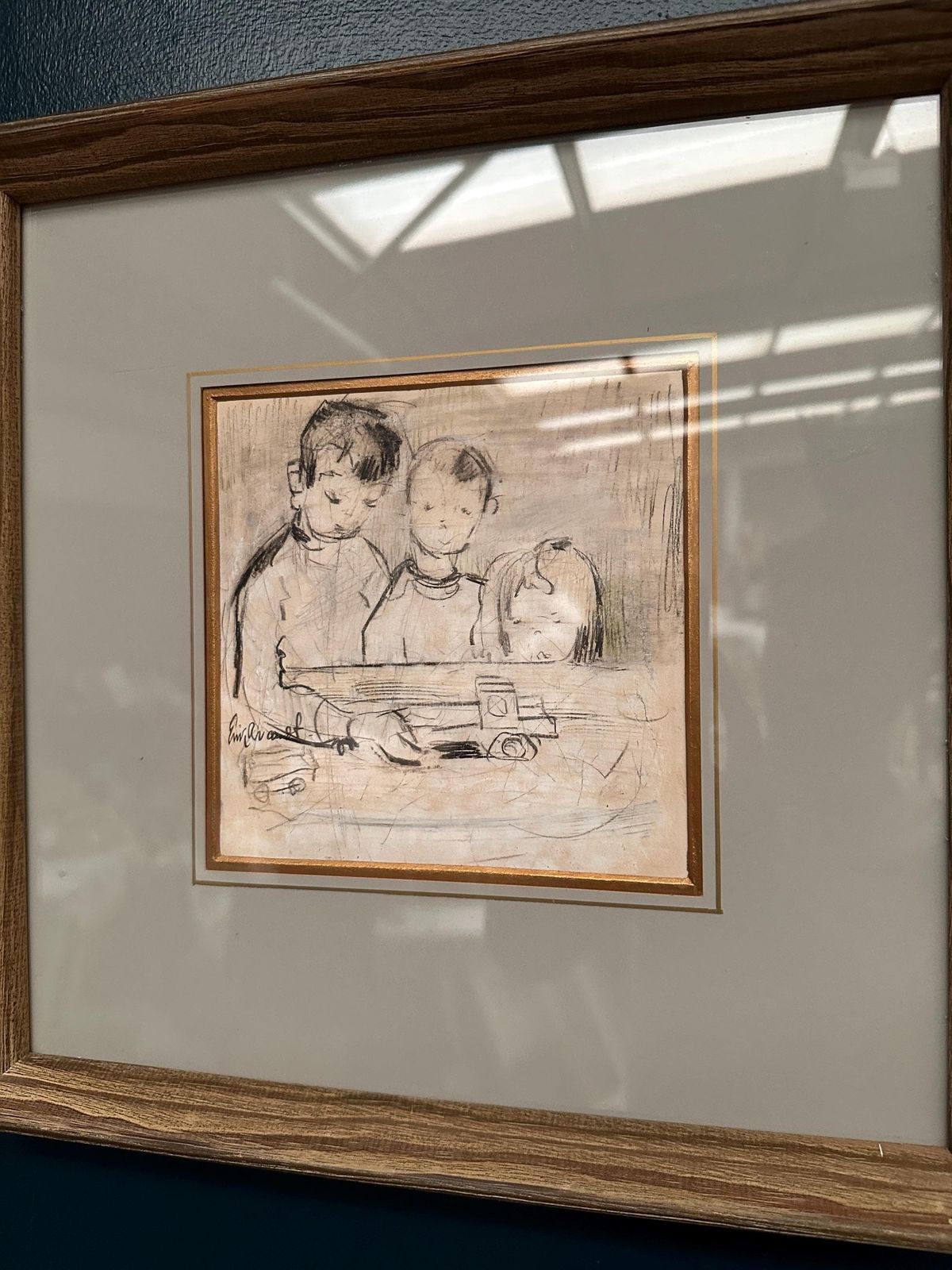 Mid Century Drawing On Paper – “Three Figures” By Erik Brandt   Framed & Glazed 37 × 37 Cm photo buy