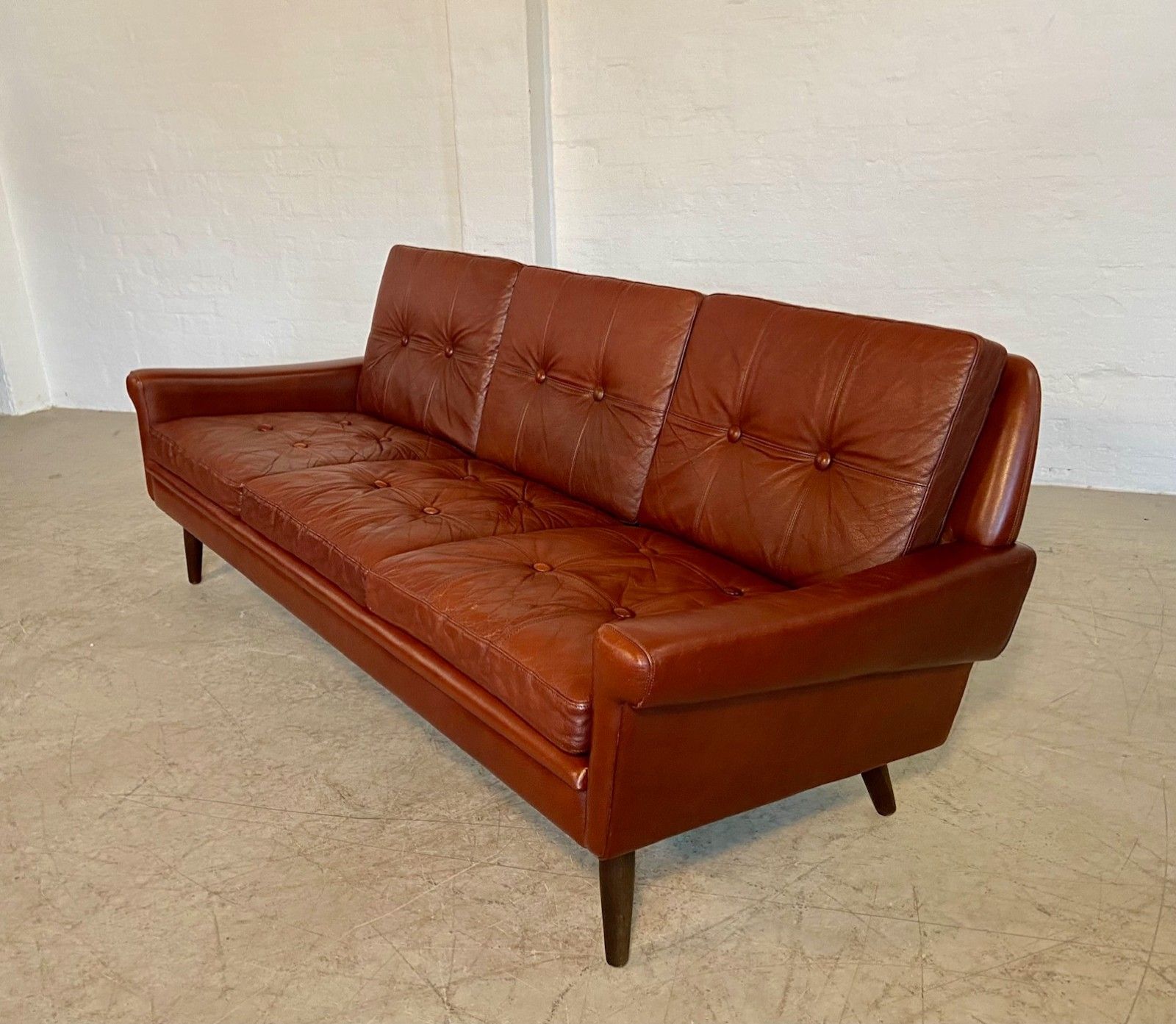 Svend Skipper  3 Person Sofa In Chestnut Brown  Leather 1960,S photo vinterior