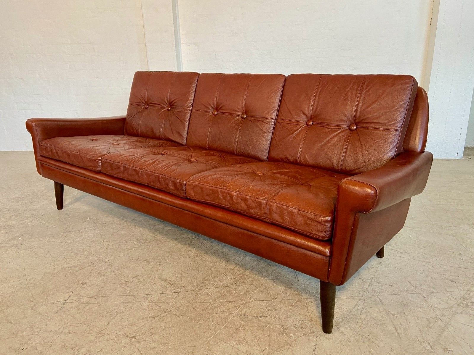 Svend Skipper  3 Person Sofa In Chestnut Brown  Leather 1960,S photo buy