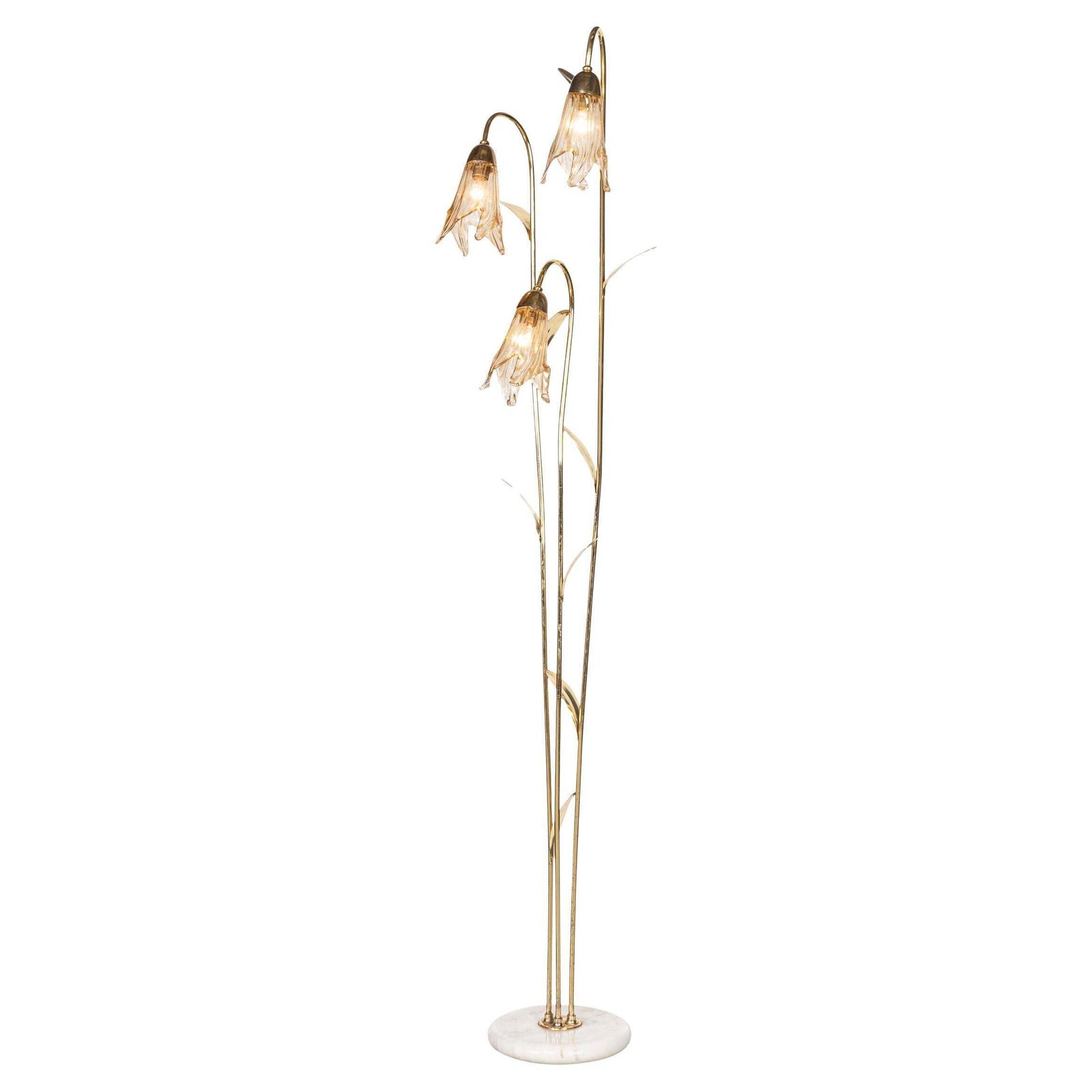 Vintage 20th Century Italian Brass & Glass Floor Lamp, Murano C.1980