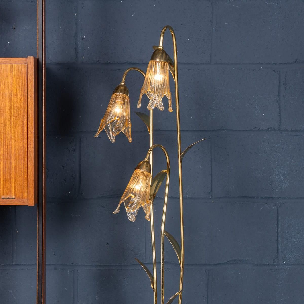 photo vinterior Vintage 20th Century Italian Brass & Glass Floor Lamp, Murano C.1980
