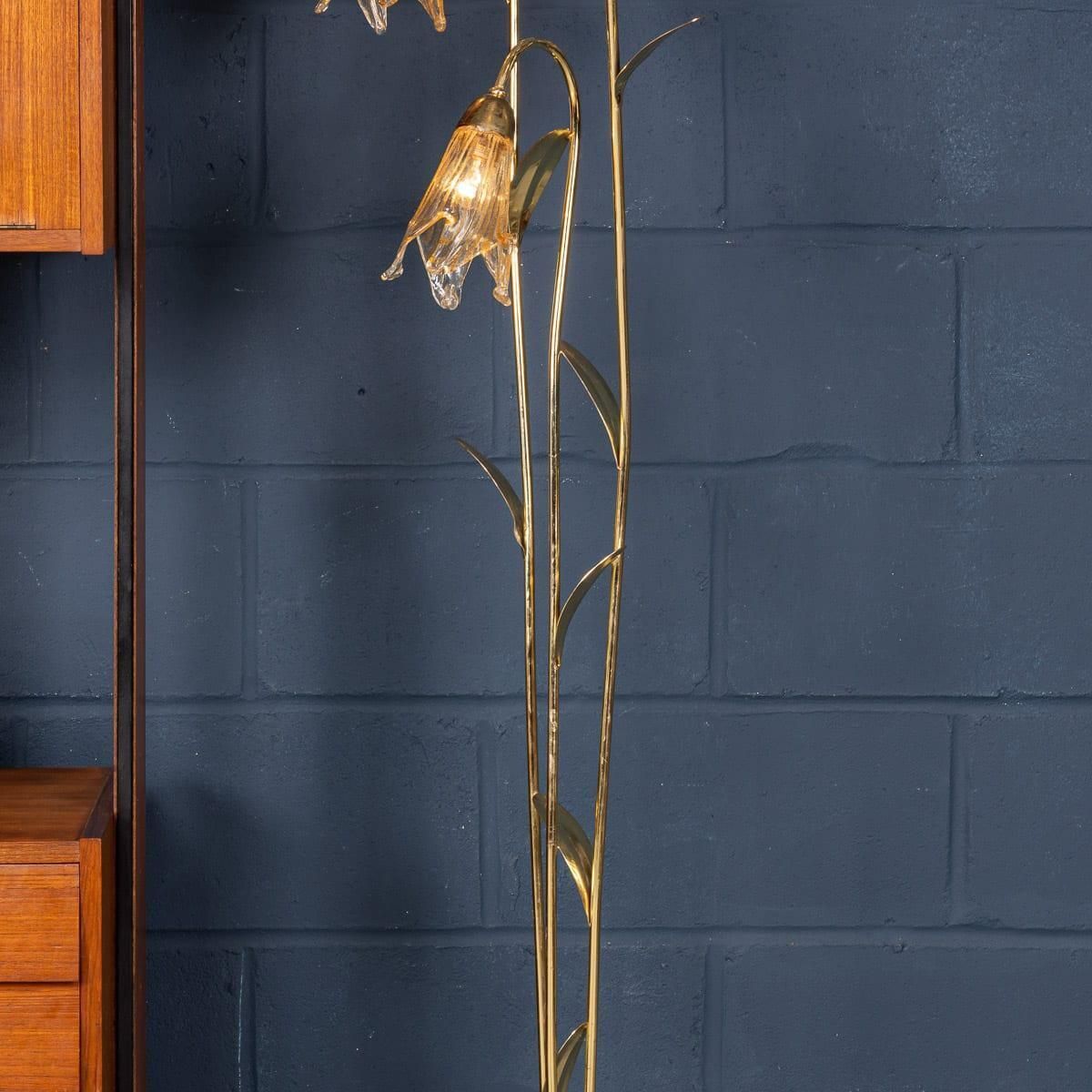 photo buy Vintage 20th Century Italian Brass & Glass Floor Lamp, Murano C.1980
