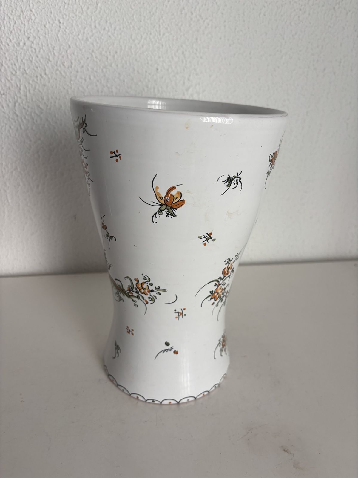 Vintage 1970s Moustiers Earthenware Vase   26 Cm photo 89.0