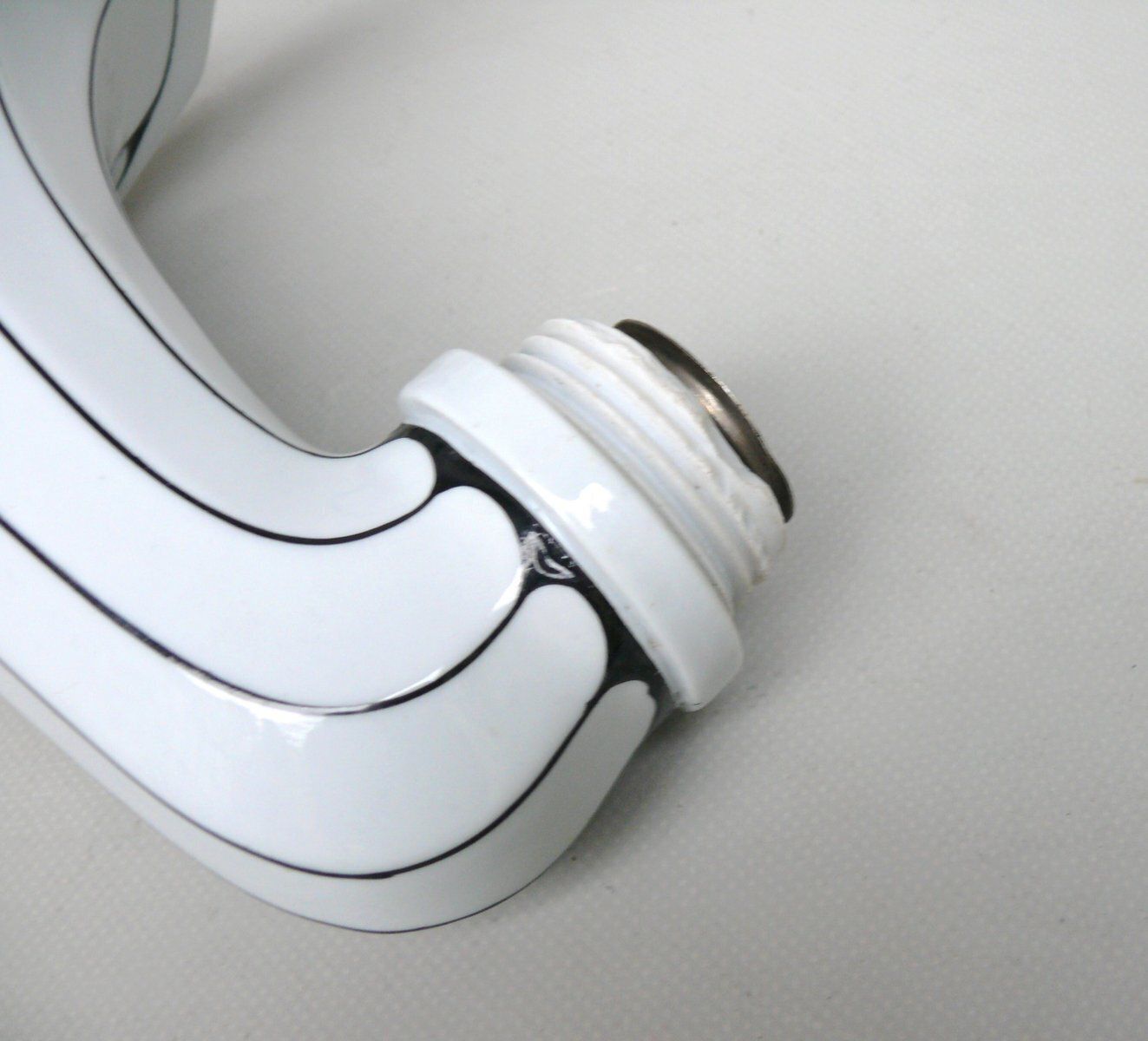 Lighting German Wall Lamp In Porcelain And White Cased Glass, 1890s photo