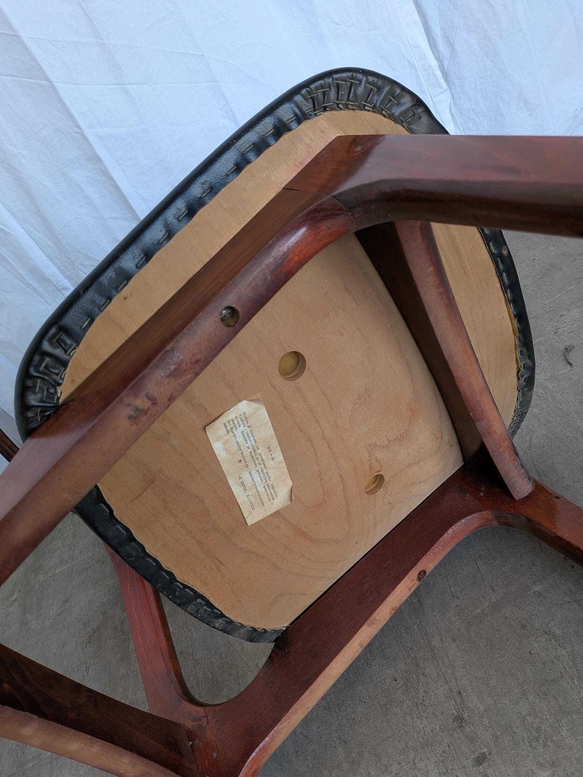 Vintage Mid Century Wooden Dining Chair With Black Leather Seat photo Furniture