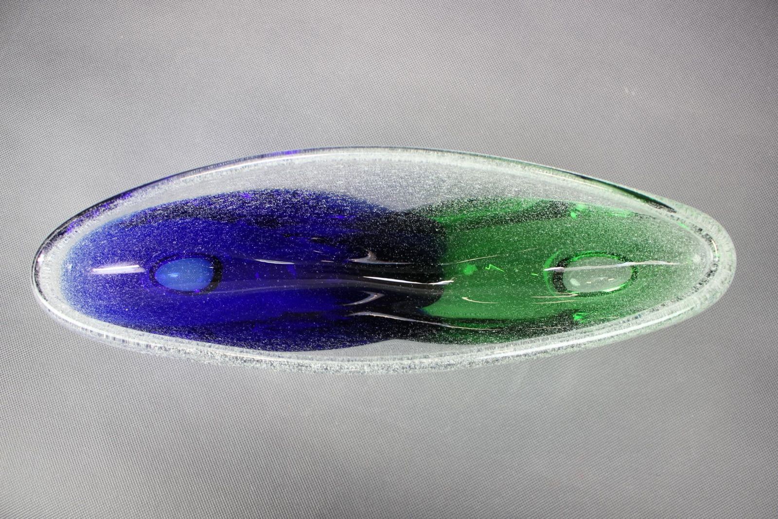 Mid Century Czechoslovakian Novy Bor Blue And Green Art Glass Bowl, 1960s photo buy