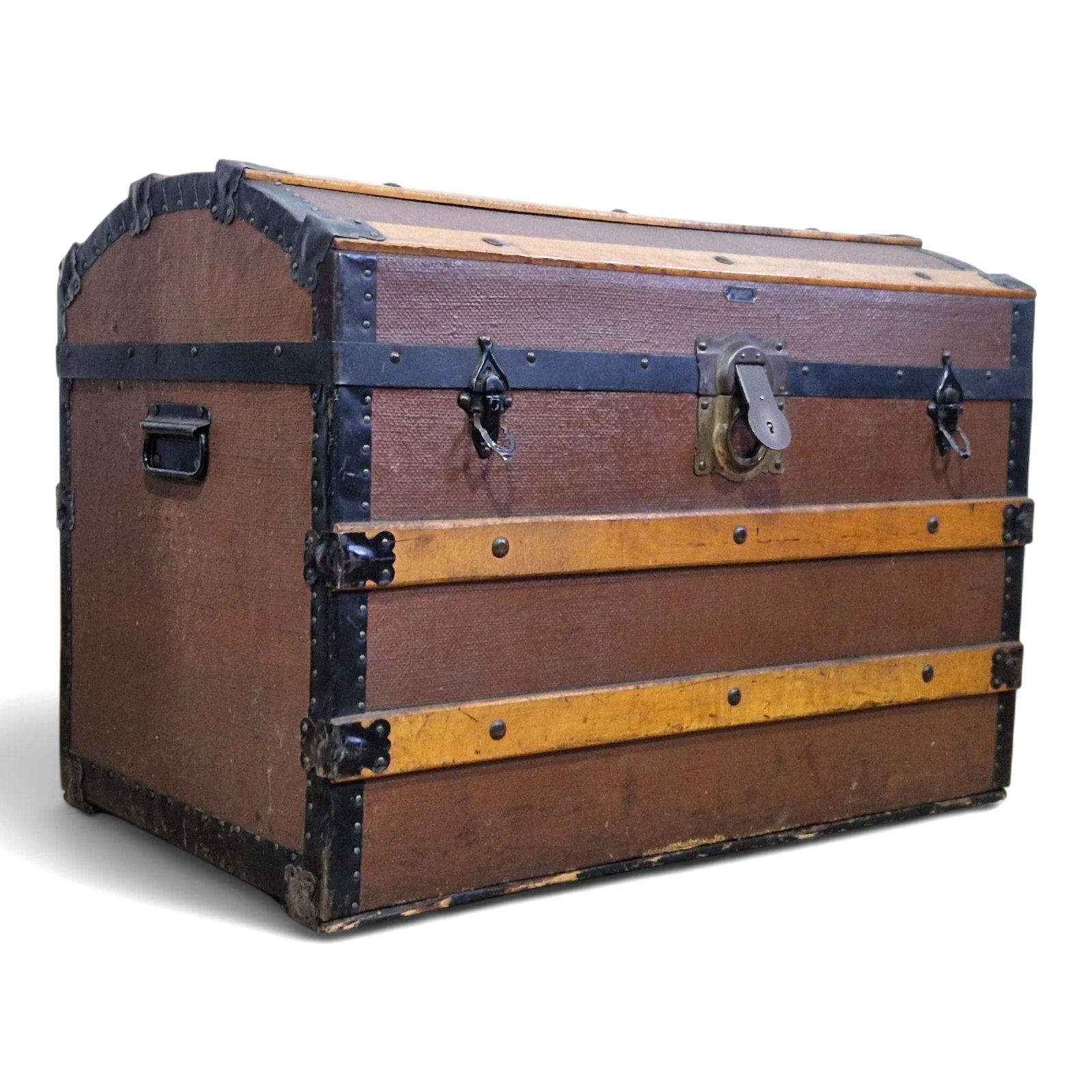 Victorian Dome Top Travel Trunk Antique Steamer Chest Blanket Storage Box photo vinterior