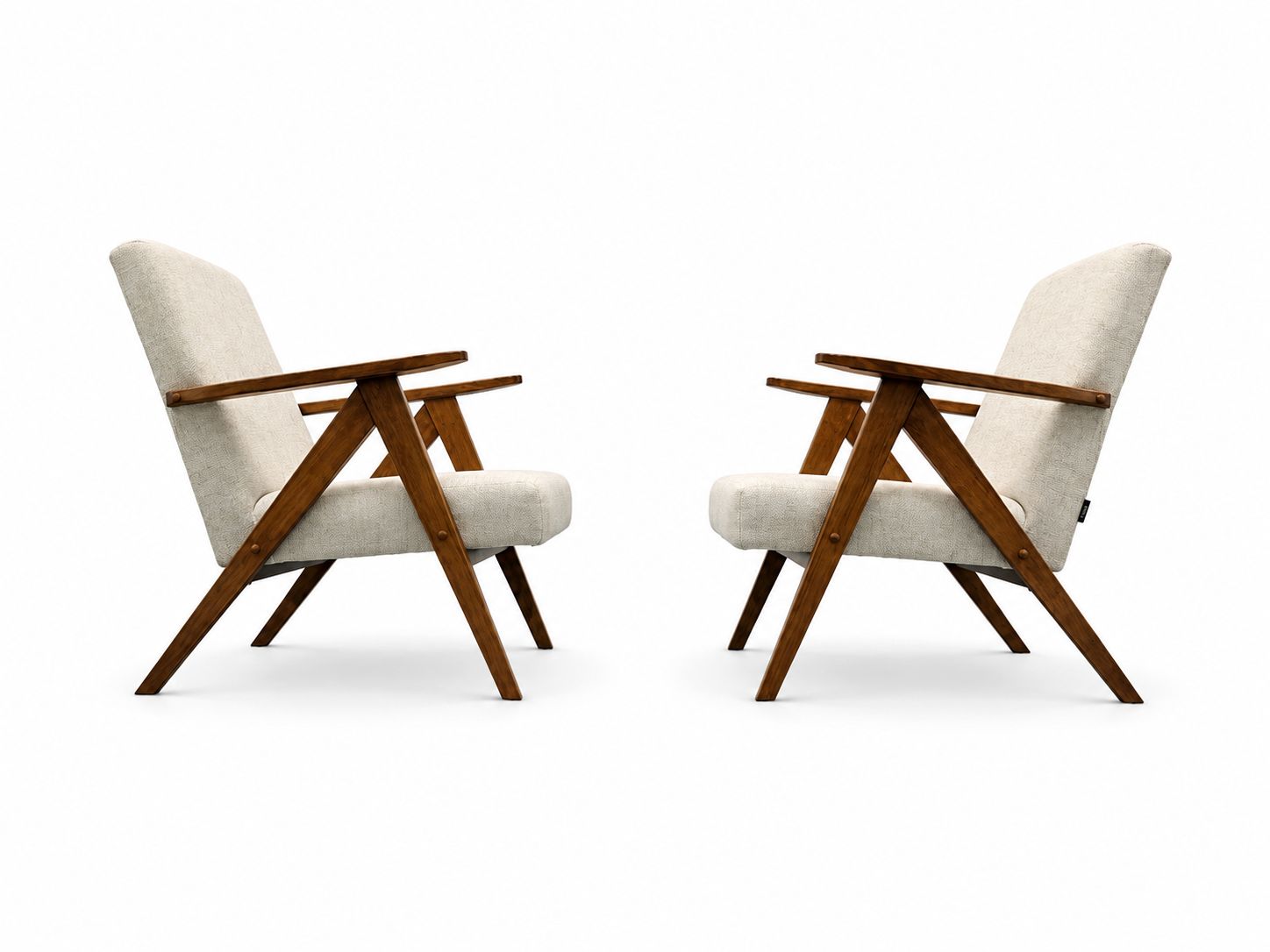 Set Of Two   Mid Century Easy Chairs Model B   310 Var In Ivory