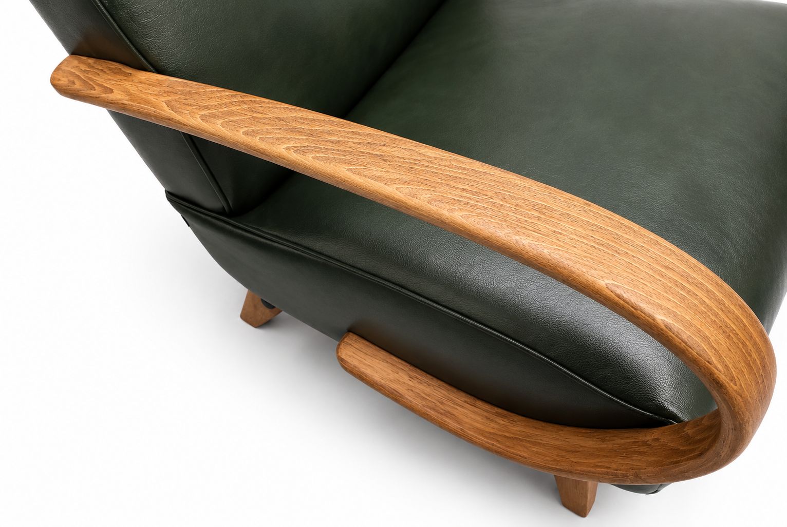 1930 Jindrich Halabala Bentwood Armchair In Premium Green Leather photo furniture