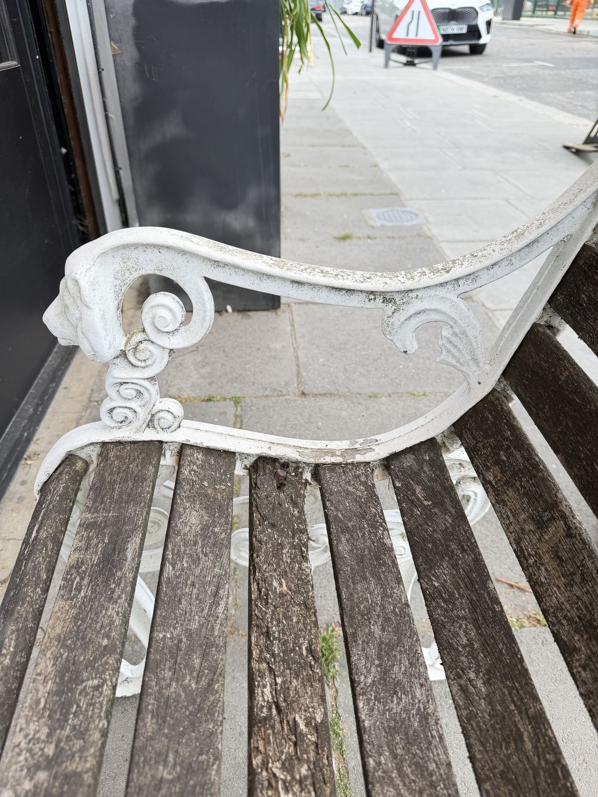 photo vintage Pair Of Cast Iron And Hardwood Garden Armchairs, C.1930–1950