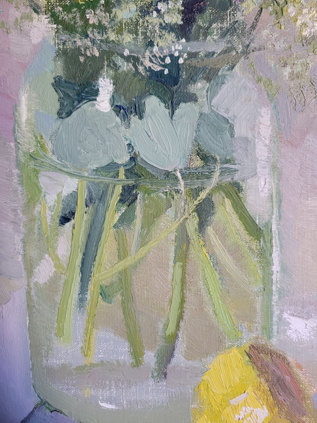 Summer Flowers & Lemon Original Framed Swedish Oil Floral Study photo vintage