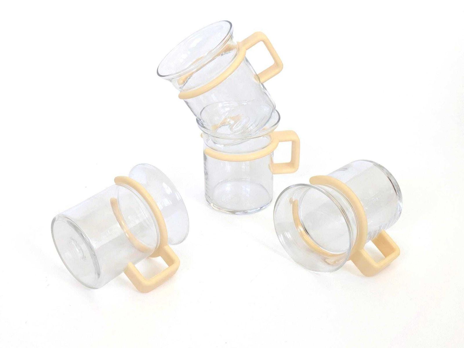 Vintage Bodum Glass Cups Set, Carsten Jørgensen Danish Modern Tea Mugs, 1980s Design