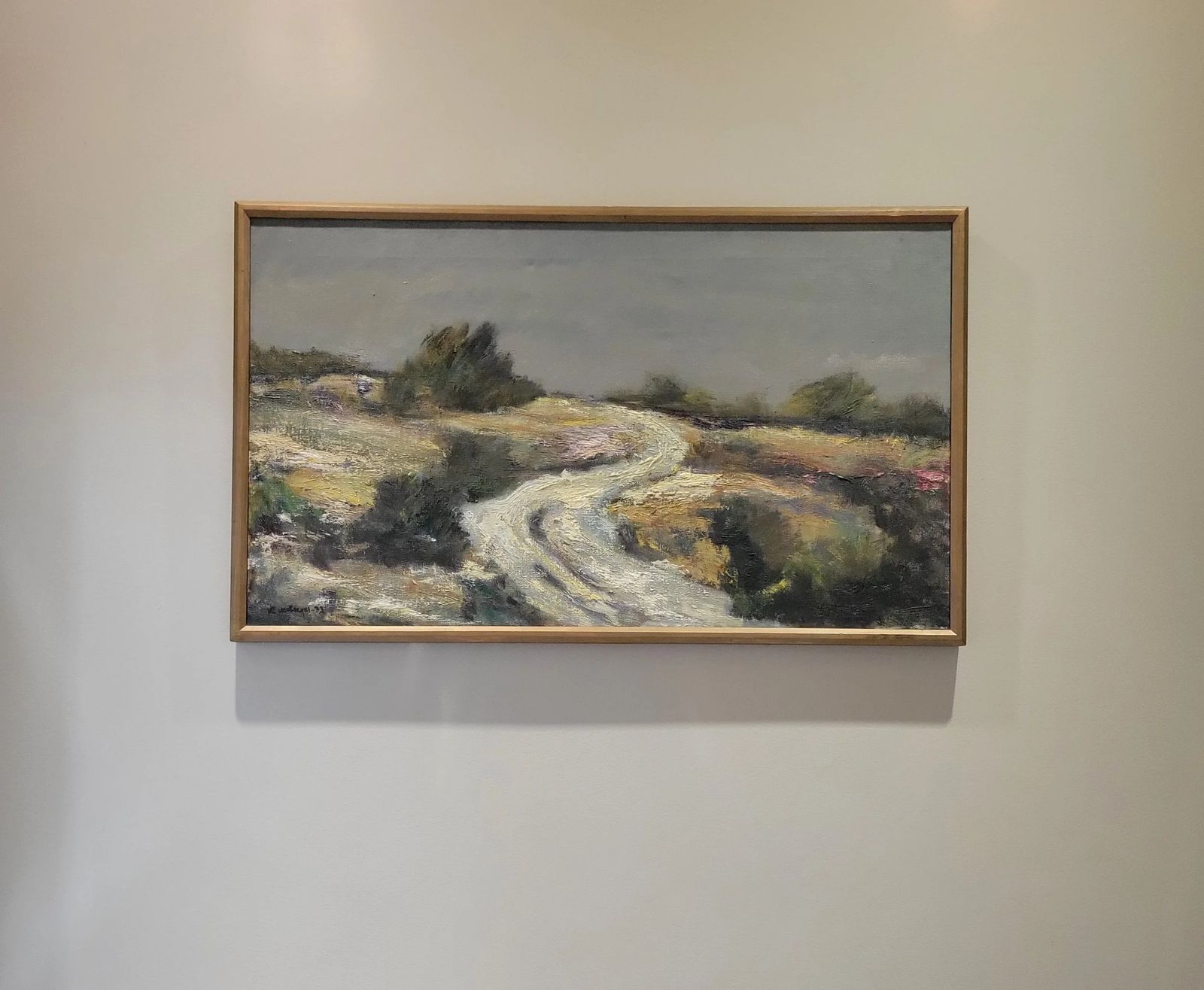Road Through The Heath  Original Framed Mid Century Landscape Oil Painting photo furniture