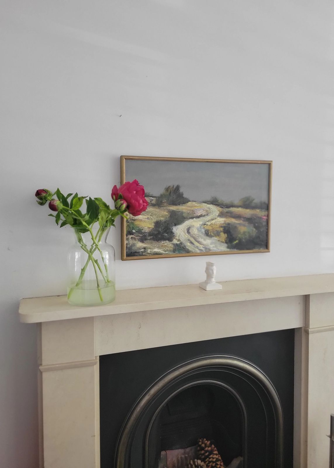 photo for sale Road Through The Heath  Original Framed Mid Century Landscape Oil Painting