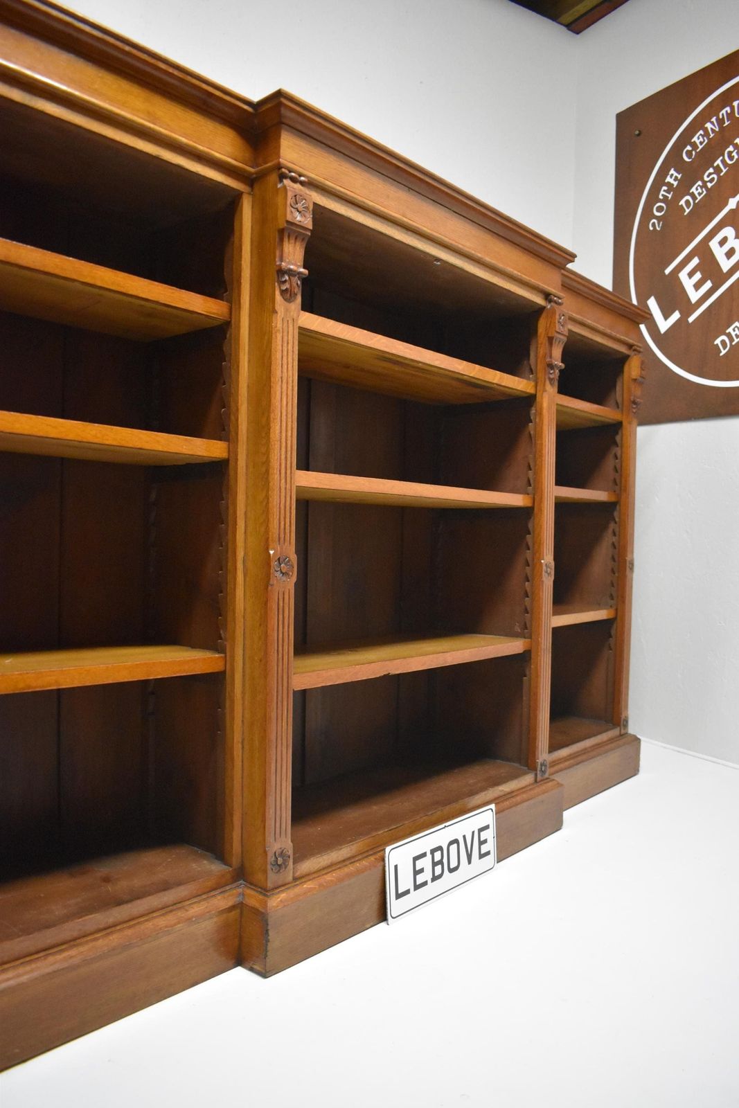 Large Antique Victorian Oak Library Breakfront Barristers Display Bookcase photo for sale