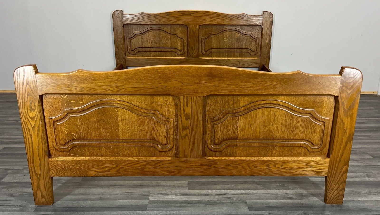 Bed Vintage French Style Oak Double Bed Frame Carved Headboard Lot 2991 photo furniture