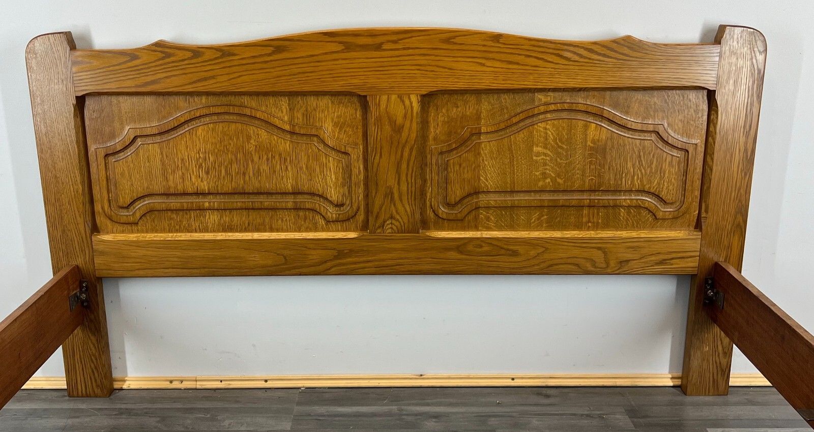 Bed Vintage French Style Oak Double Bed Frame Carved Headboard Lot 2991 photo for sale
