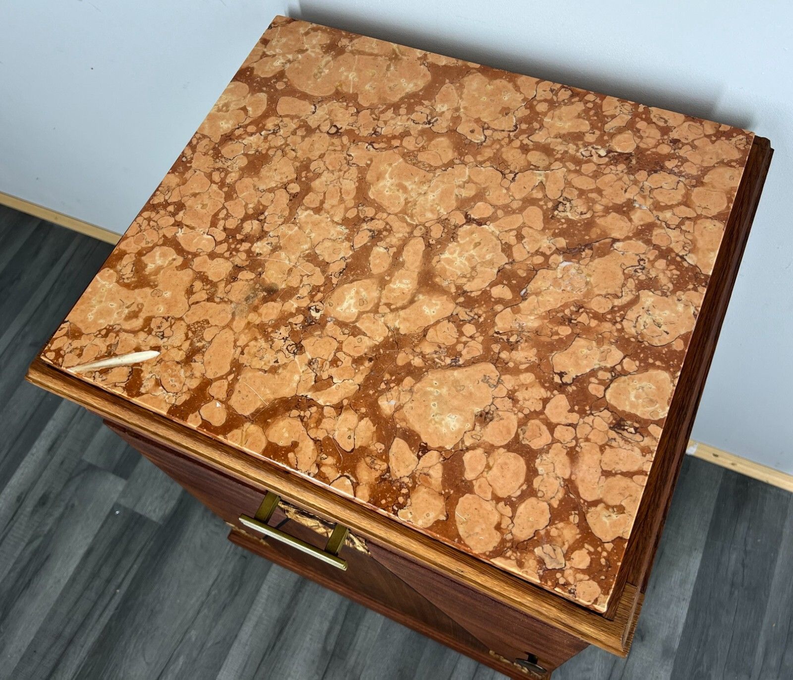 Cabinet Antique French Style Marble Top Bedside Table Carved Cupboard Lot 3099 photo buy
