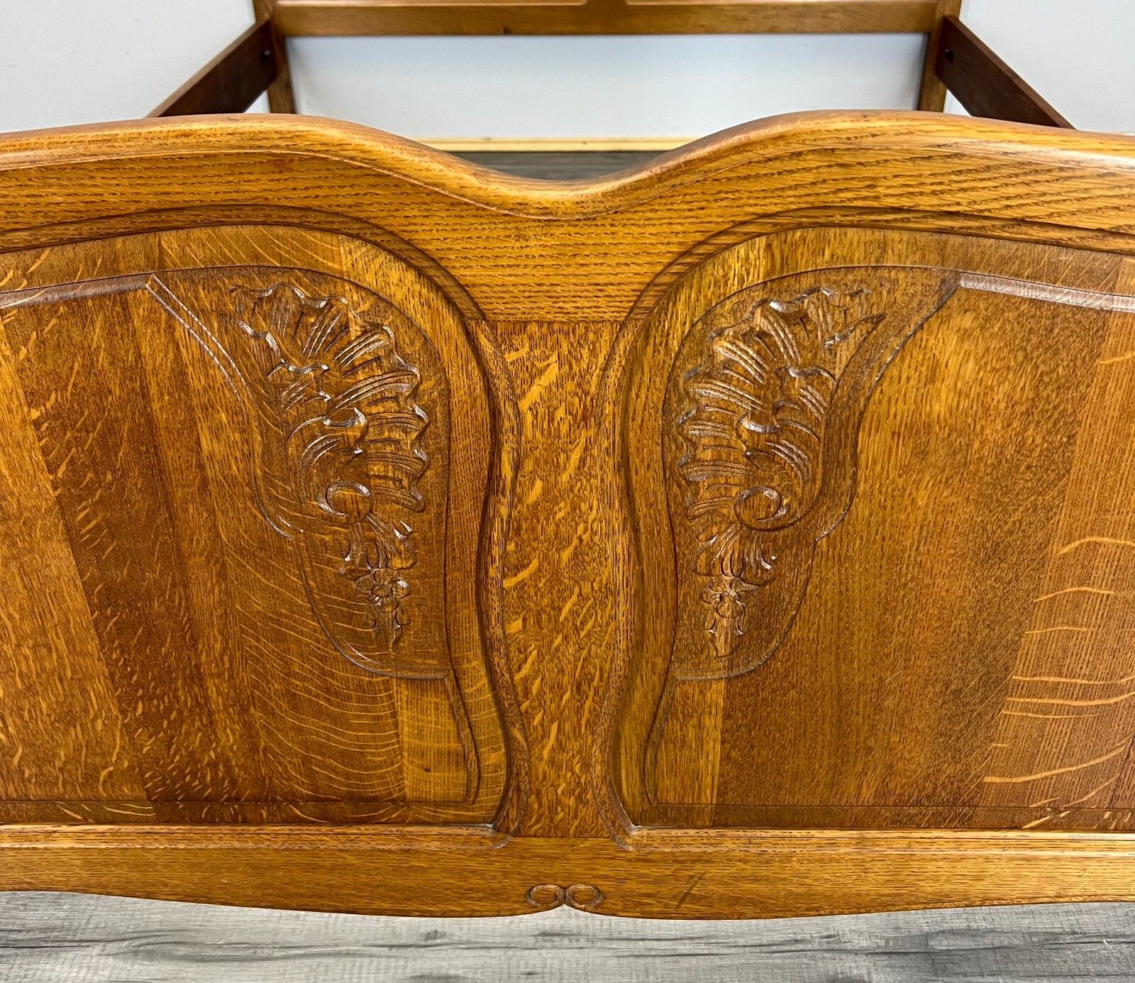 Bed Vintage French Louis XVI Oak Double Bed Frame Carved Headboard Lot 3013 photo buy